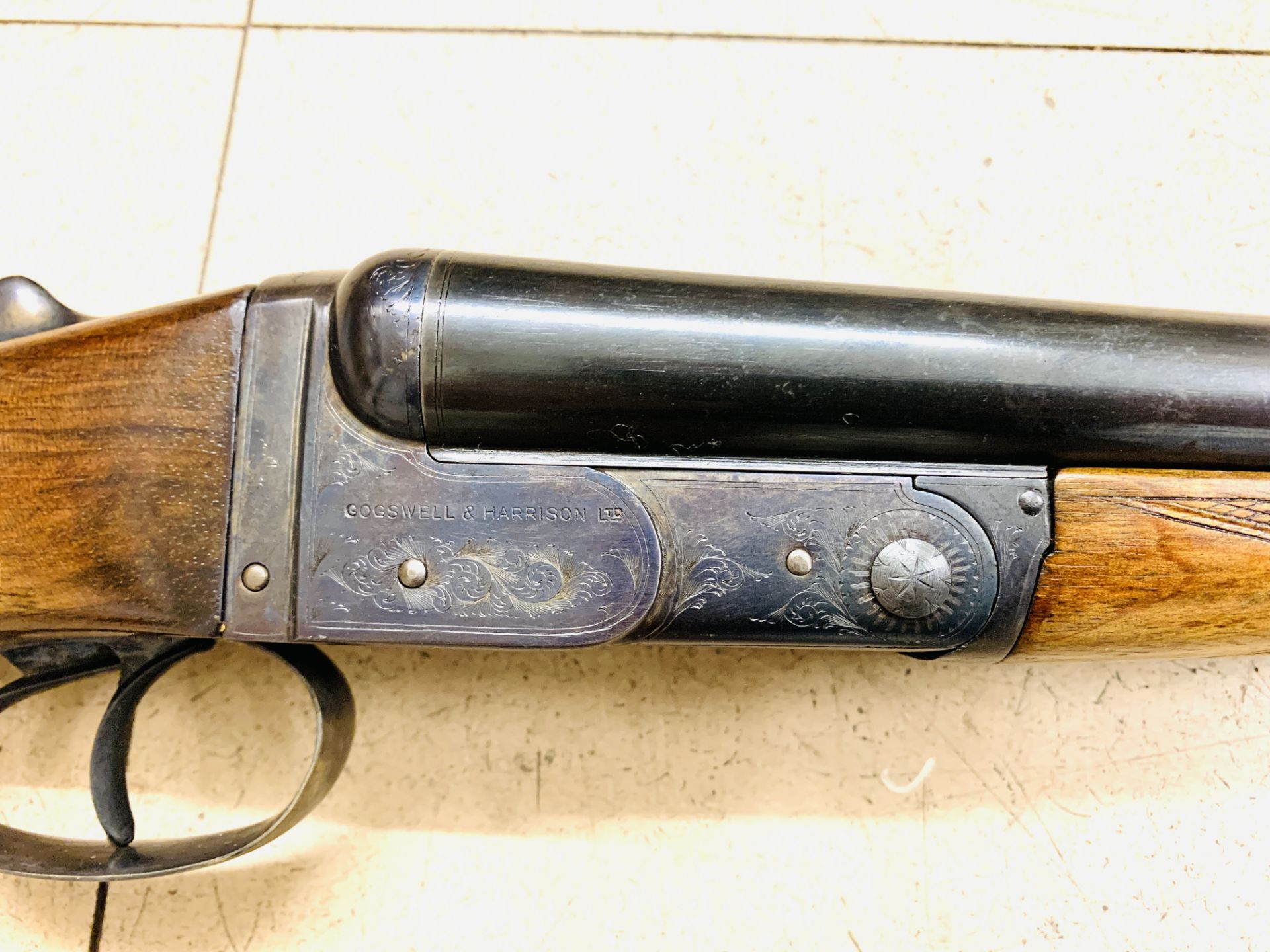 16 bore side by side double barrel shotgun, barrels stamped Gogswell & Harrison Ltd London. - Image 7 of 9