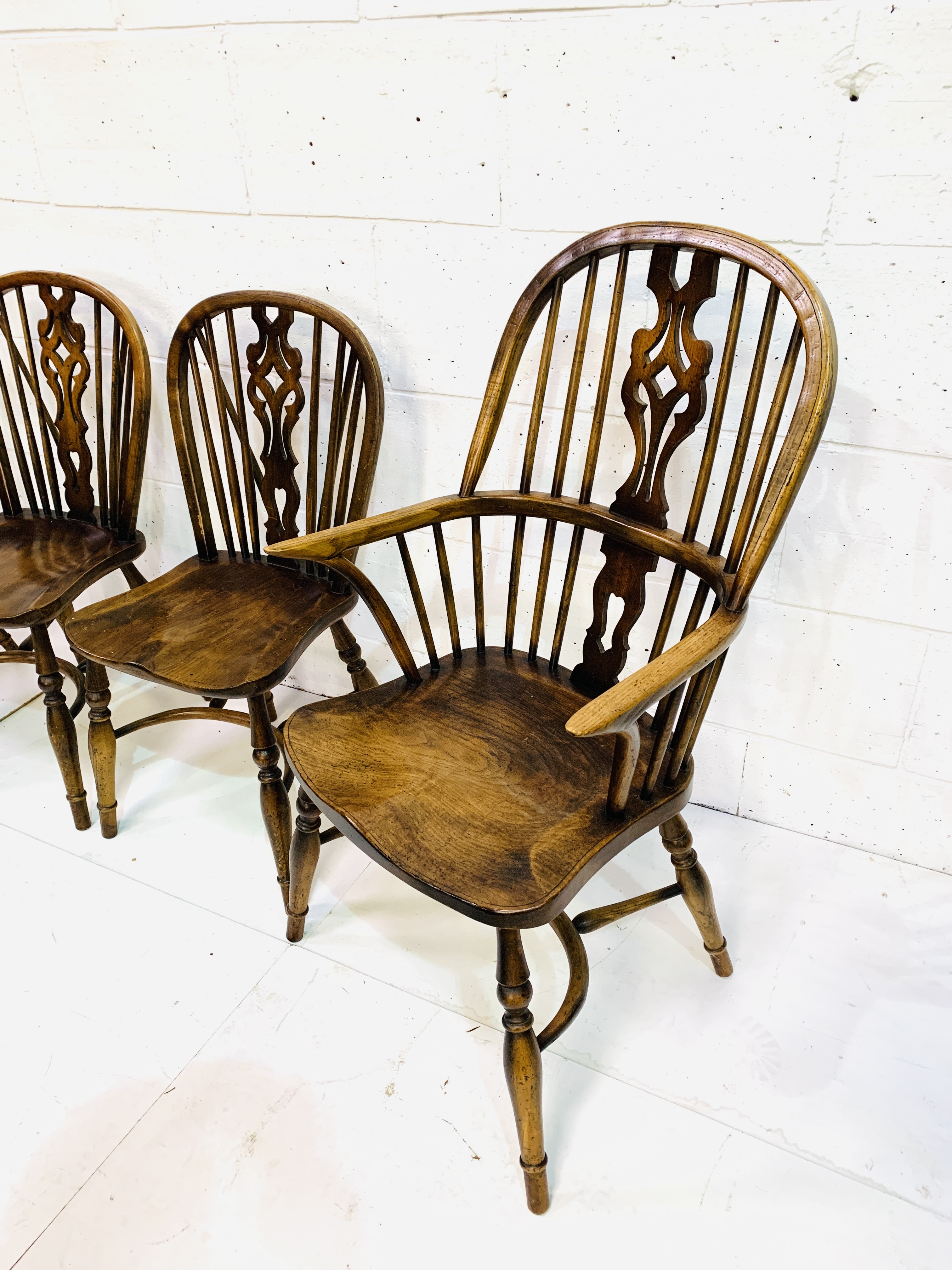 A group of four oak and elm chairs by Brights of Nettlebed. - Image 2 of 5