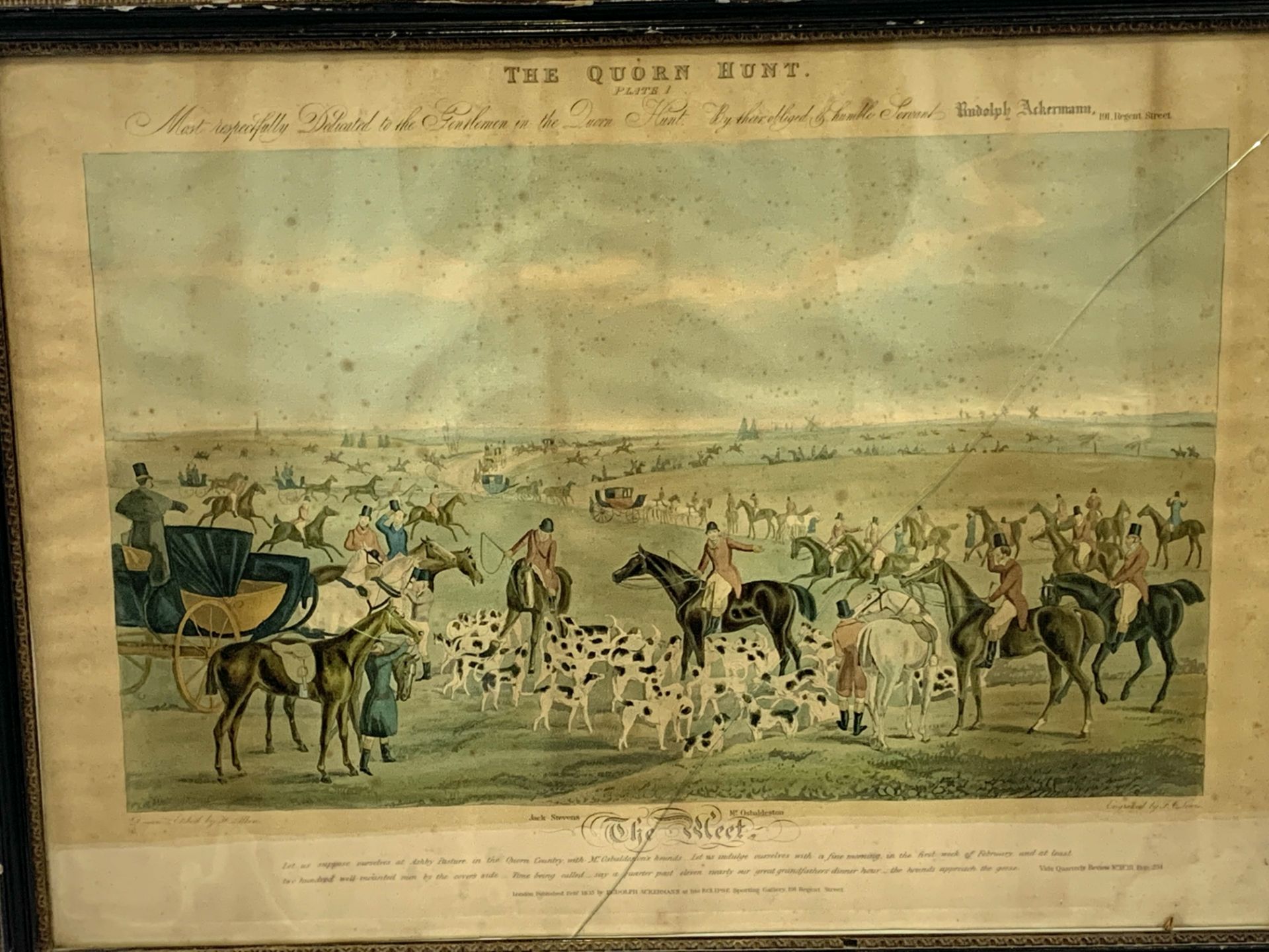 Set of eight framed and glazed 19th Century prints of the Quorn Hunt by Ackerman, drawn by Alken - Image 3 of 8