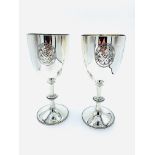 Two large silver goblet trophies