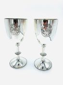 Two large silver goblet trophies