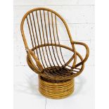 Cane swivel tub armchair