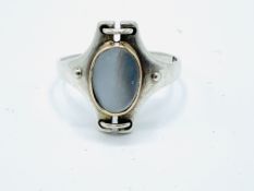 Platinum moonstone set Art Nouveau style ring