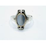 Platinum moonstone set Art Nouveau style ring