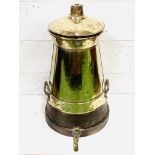Victorian brass and metal cone shaped milk churn