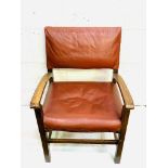 Shoolbred & Co. oak framed library chair