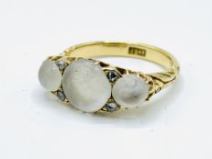 18ct gold, moonstone and diamond ring