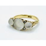 18ct gold, moonstone and diamond ring