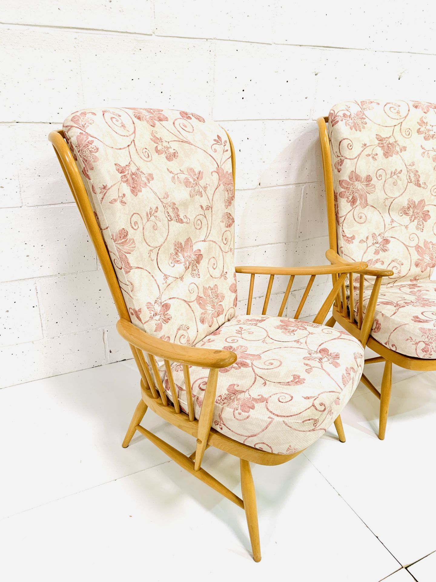 Pair of Ercol high rail back armchairs - Image 2 of 4