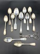 Various items of silver cutlery