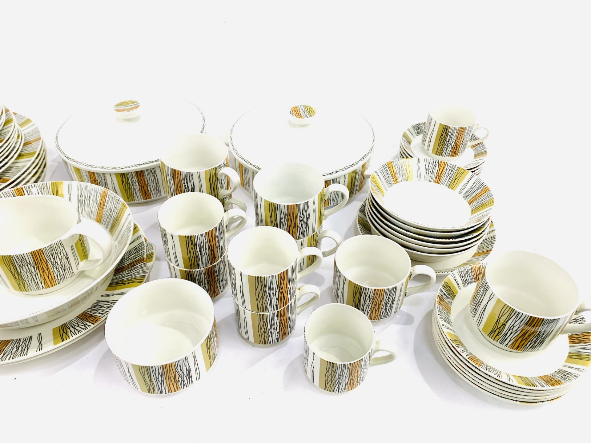 65 pieces of 1960's Midwinter 'Sienna' by Jessie Tait porcelain dinner, tea and coffee ware