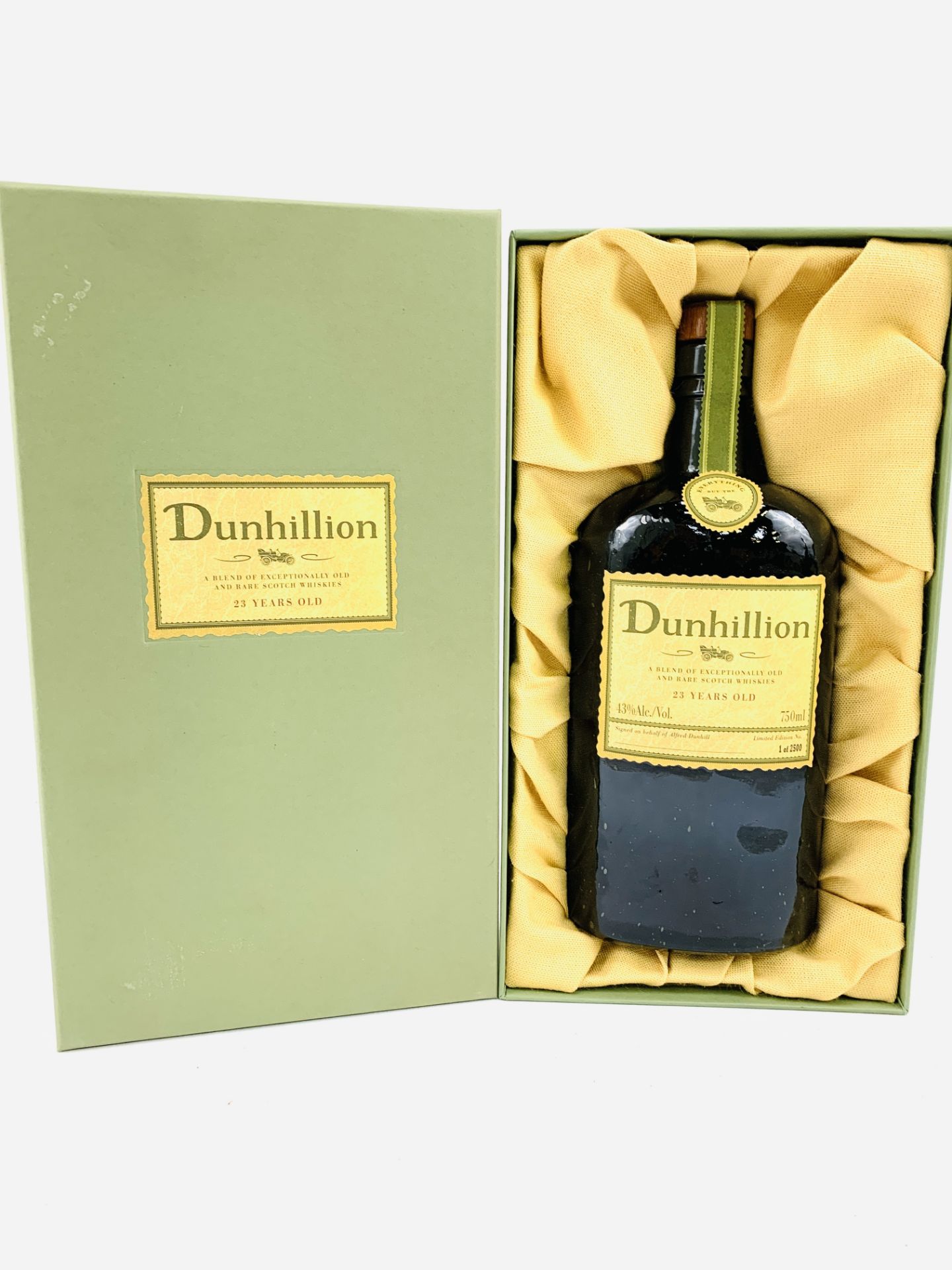 750ml bottle of Dunhillion 23 year old blended Scotch Whisky, limited edition, in original box