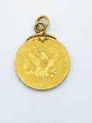 United States of America gold 5 dollar coin (regular strike) dated 1901, with pendant mount