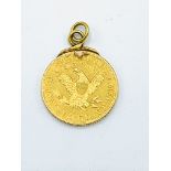 United States of America gold 5 dollar coin (regular strike) dated 1901, with pendant mount