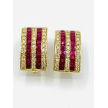 18ct gold, diamond and ruby clip-on and pierce earrings