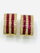 18ct gold, diamond and ruby clip-on and pierce earrings