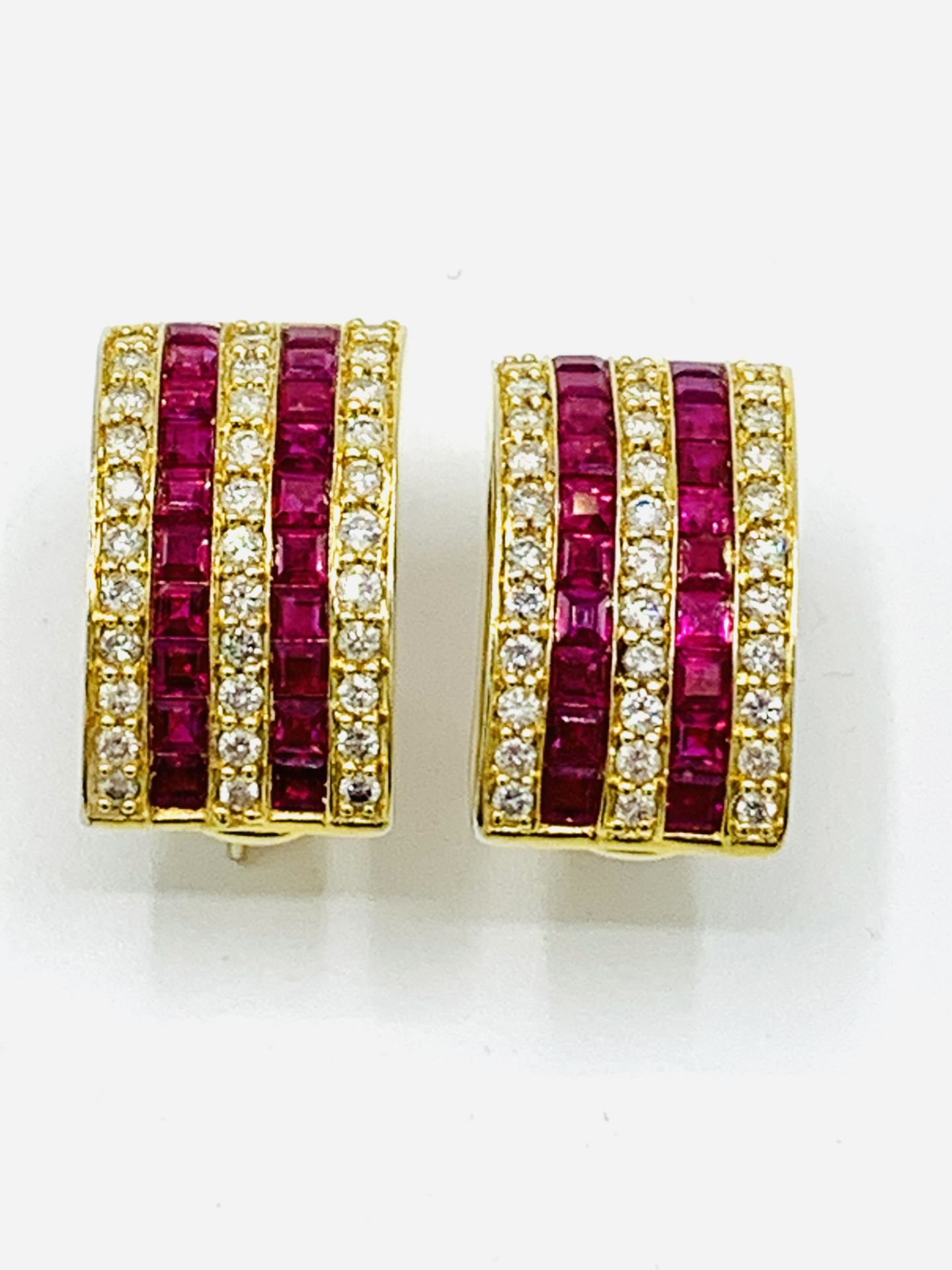 18ct gold, diamond and ruby clip-on and pierce earrings