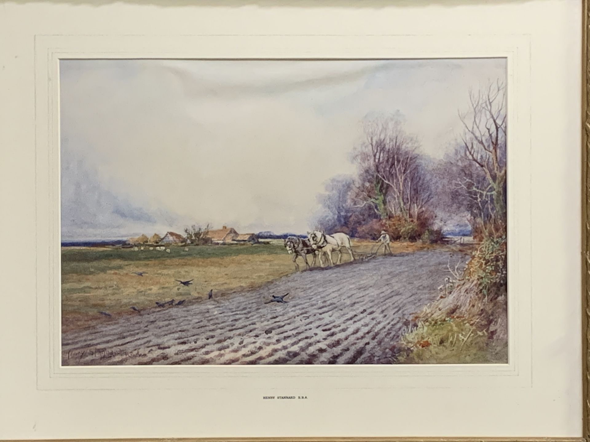Henry John Sylvester Stannard RBA FRSA (1870-1951), watercolour of ploughing