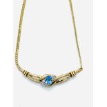 9ct gold blue topaz and diamond necklace