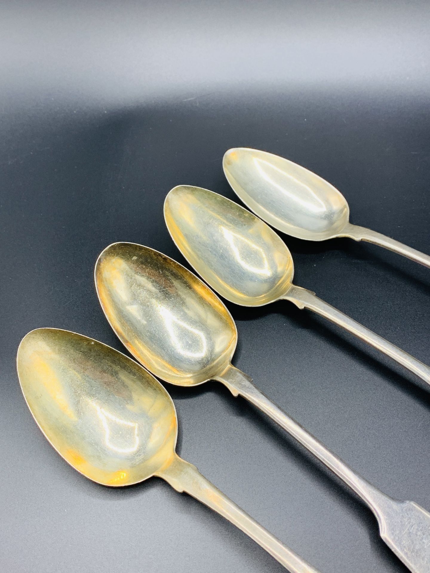 A pair of silver table spoons, a William IV silver table spoon, and a Georgian silver table spoon - Image 2 of 4