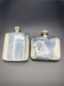 Two silver hip flasks