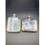 Two silver hip flasks