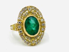 18ct gold emerald and diamond ring