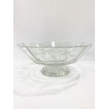 Crystal glass fruit bowl etched with flowers and foliage, and 5 glasses