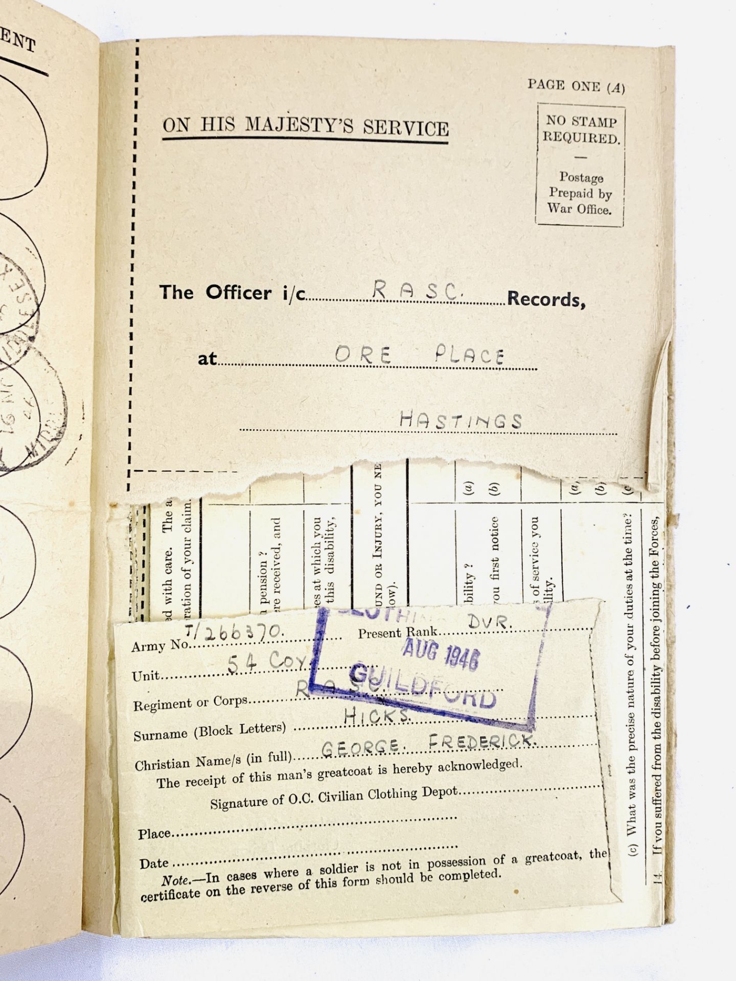Collection of War time Serviceman’s documentation - Image 2 of 3