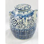 Chinese blue and white marriage / ginger jar with lid, spout and hanging loops