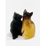 Daum of France coloured glass figurine of two cats