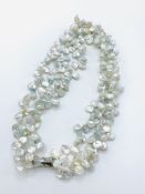 Melissa Lo pearl and aquamarine necklace