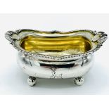 George III sterling silver salt dish on 4 claw feet by Alice and George Burrows, 1809