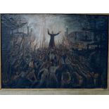 Oil on canvas religious scene, signed Louis van Remortel