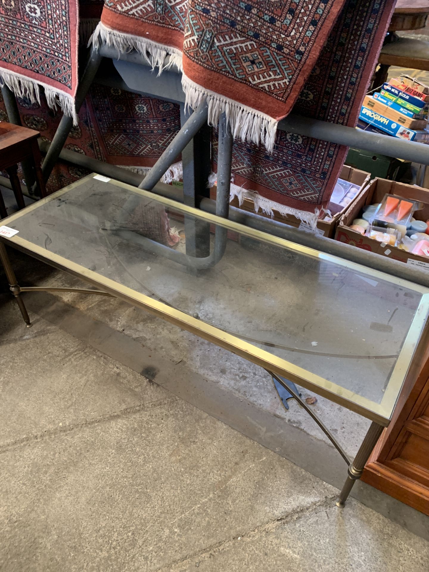 Brass framed glass top coffee table - Image 4 of 4