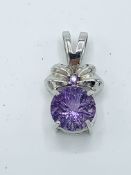 9ct white gold and amethyst pendant