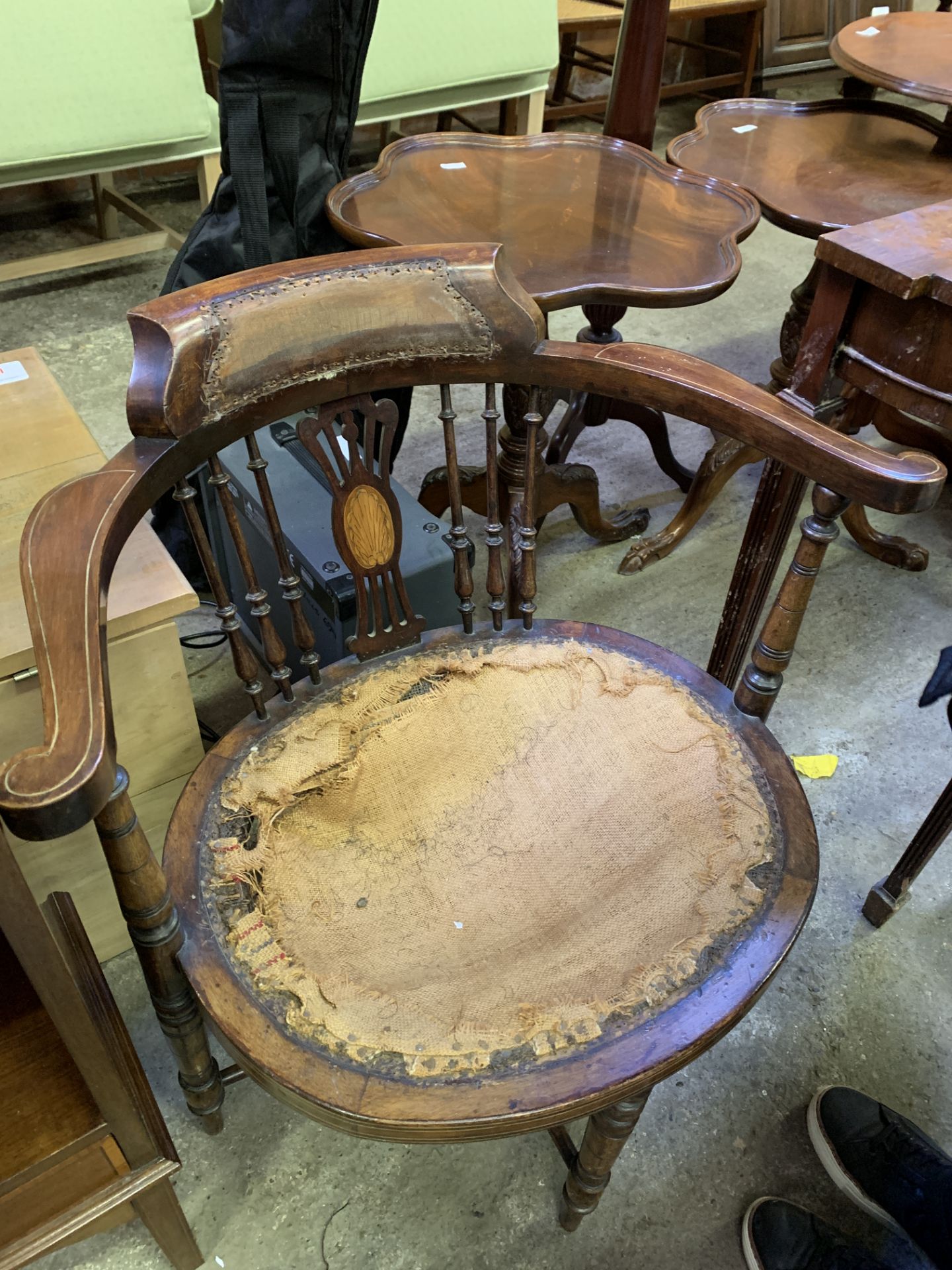 Victorian mahogany framed open arm chair