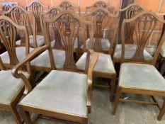 Group of ten mahogany framed Georgian style dining chairs