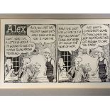 "Alex" cartoon signed by Charles Peattie and Russell Taylor bottom right