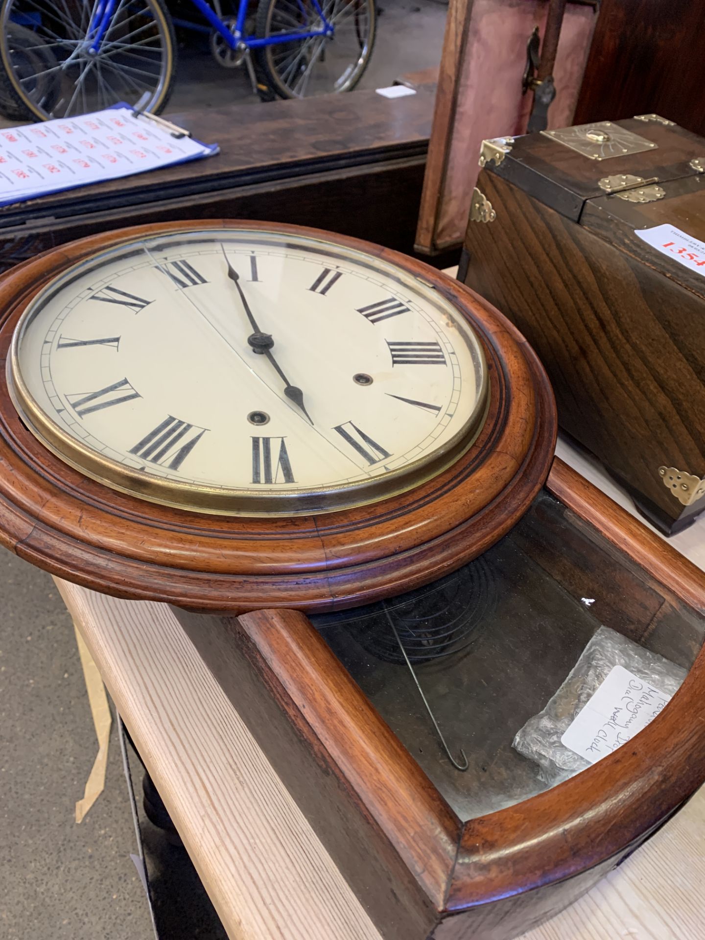 Mahogany case drop dial wall clock - Image 5 of 6