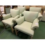 Four pistachio upholstered armchairs