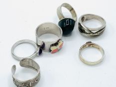 Five various silver rings hallmarked 925 and 1 other ring marked sterling silver