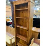 Pine open bookcase with five shelves