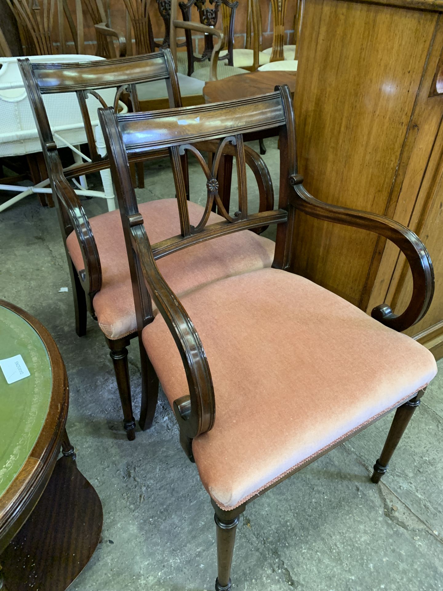 Two mahogany framed open elbow chairs - Image 2 of 4