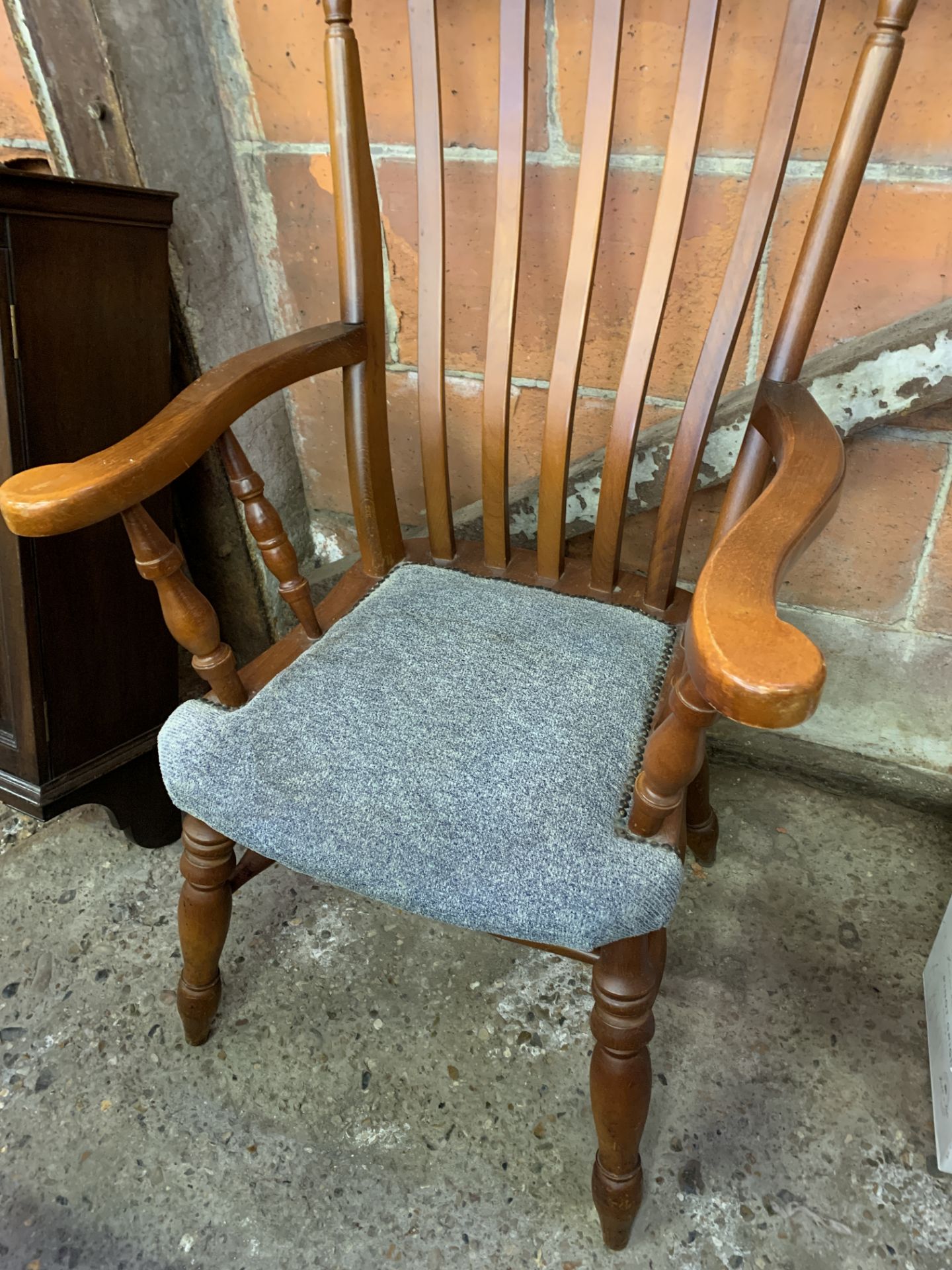 Mahogany rail back open armchair with upholstered seat - Image 3 of 4