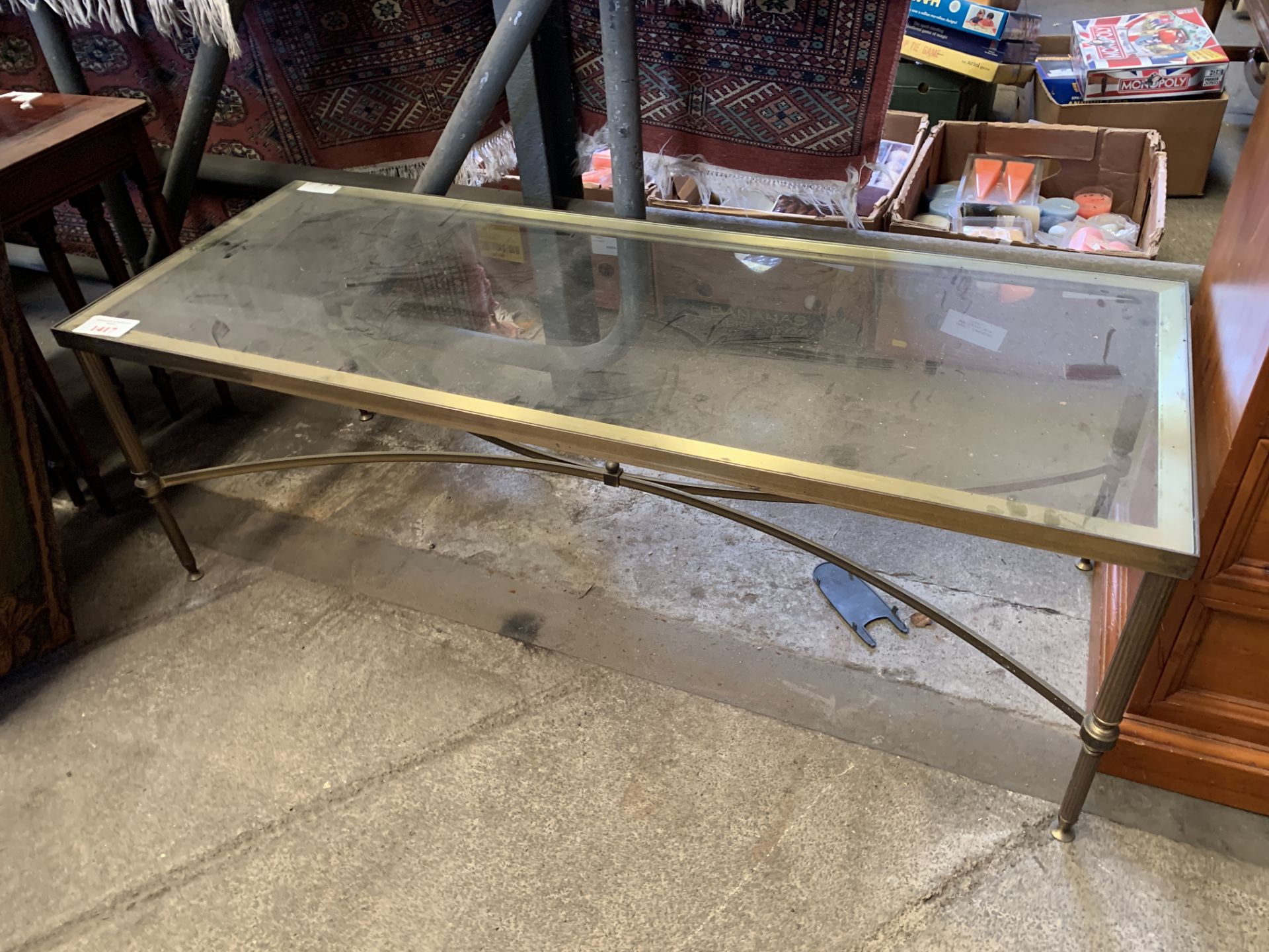 Brass framed glass top coffee table - Image 3 of 4