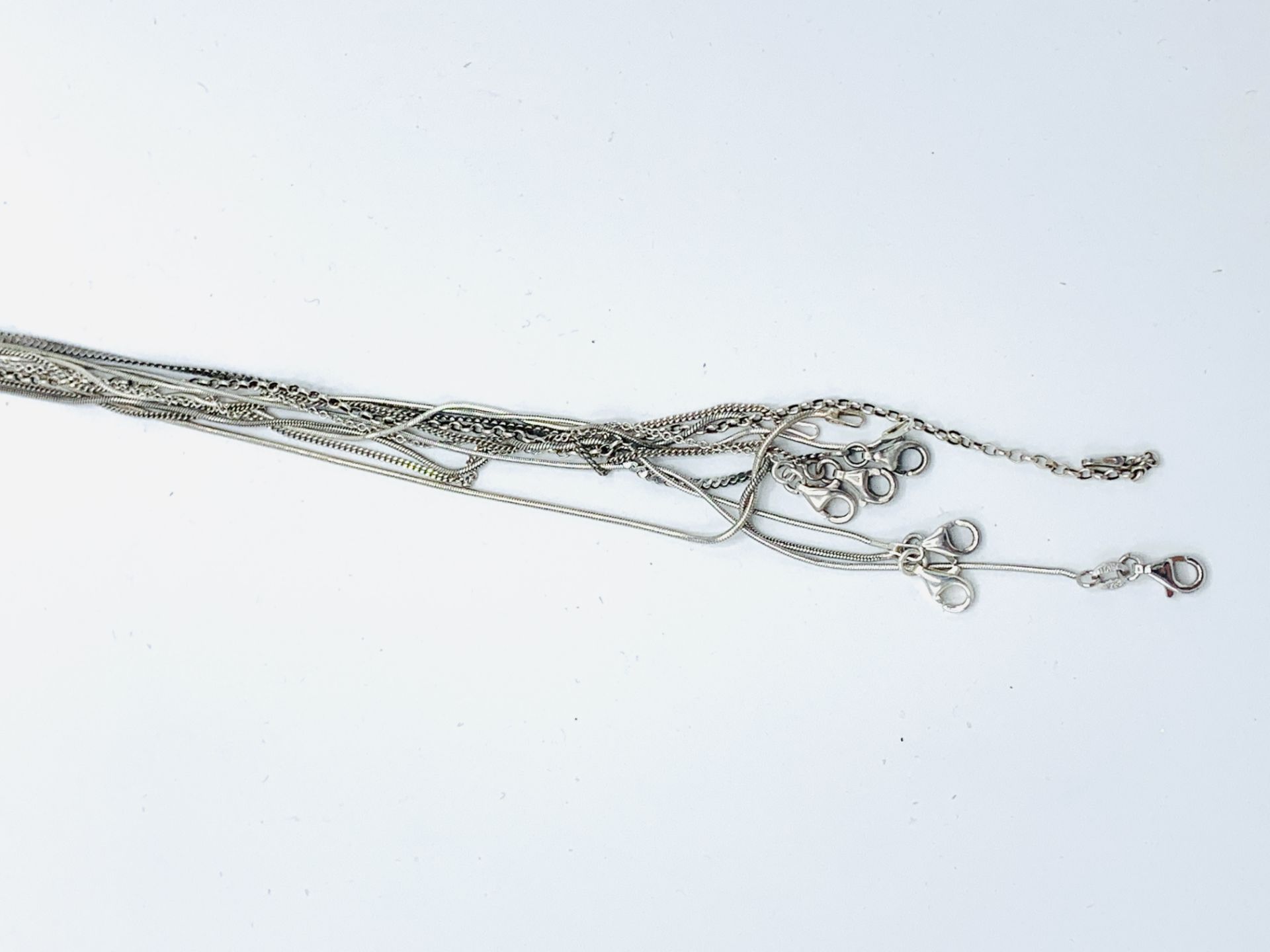 Ten silver neck chains - Image 2 of 2