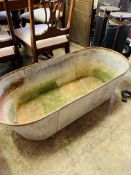 Galvanised tin bath as found