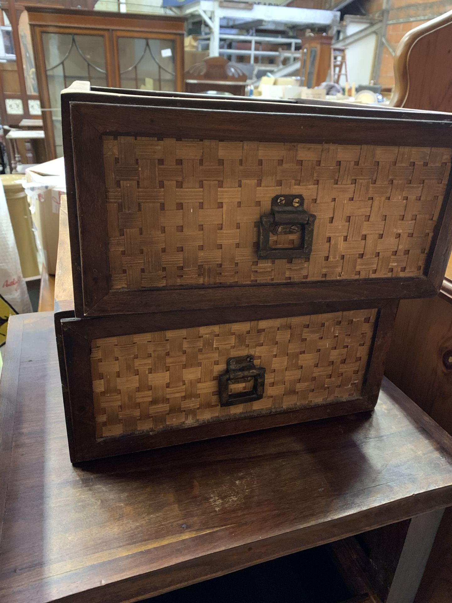 Small chest of three drawers; Pine open bookcase; hardwood chest of five drawers - Image 10 of 10