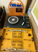 Philips 603 portable turntable and an Hitachi portable cassette player